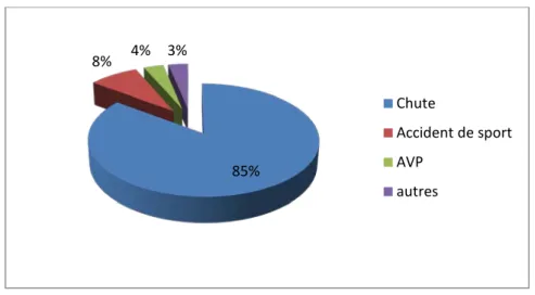 Figure 7 : Répartition selon la circonstance de survenue   du traumatisme (n=61) 