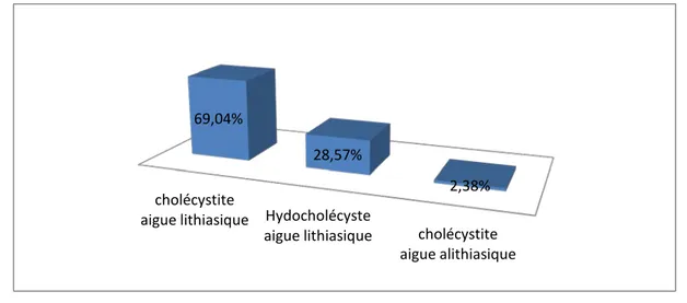 Figure 16 : La répartition des résultats de l’échographie adominale. cholécystite 
