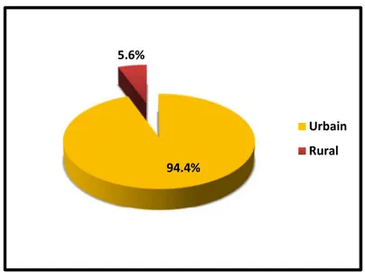 Figure 5 : Répartition des étudiants selon le milieu d’origine 96,42%3,58%MarocAutres94.4%5.6%UrbainRural