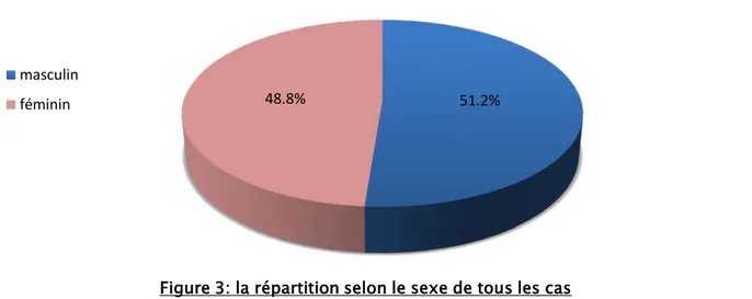 Figure 3: la répartition selon le sexe de tous les cas  masculin