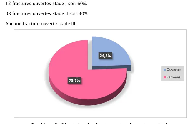 Graphique 5 : Répartition des fractures selon l’ouverture cutanée 