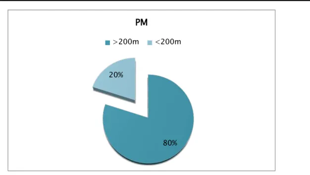 Figure 5- b: Répartition des signes fonctionnels 80% 20% PM &gt;200m &lt;200m 63,40% 20% 16,60% 