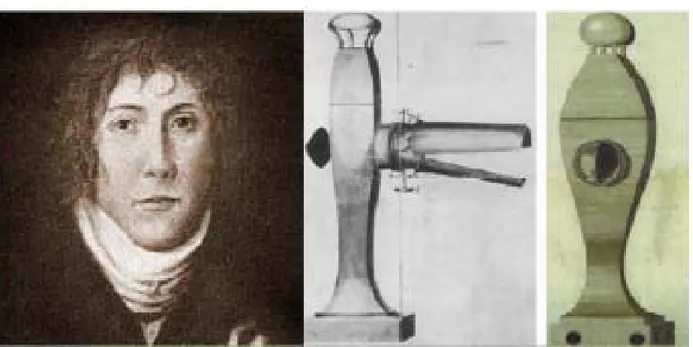 Figure 15: Philip BOZZINI (1773-1809) et son endoscope initial : le lichtleiter  qui a utilisé la chandelle comme source d’éclairage 