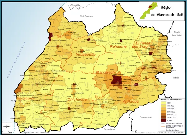 Figure 1 : Carte  de la densité communale de la population en 2018 