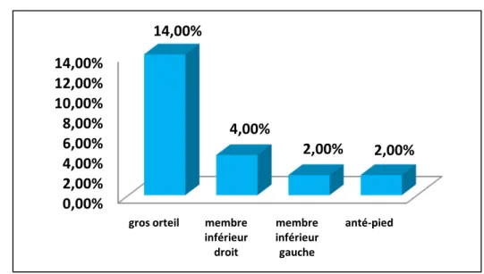 Figure 5 : répartition selon le siège d’amputation ultérieure. 