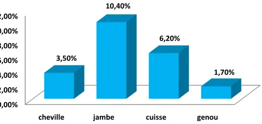 Figure 13 : Distribution des cas en fonction de la localisation des fistules 