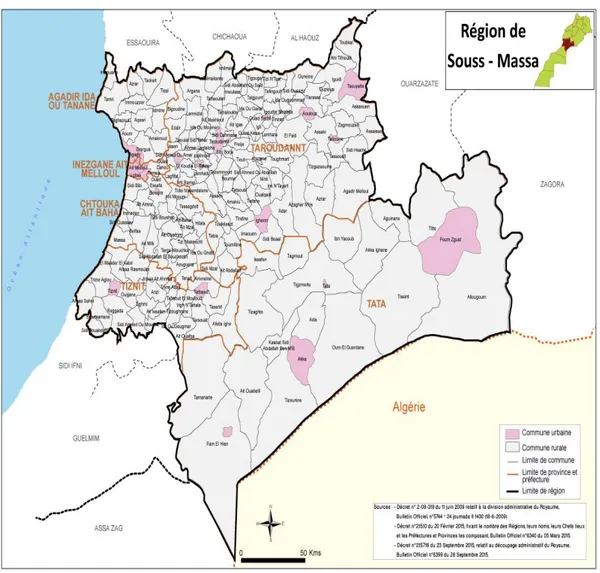 Figure 5 : Carte administrative de la région Souss-Massa. [4]