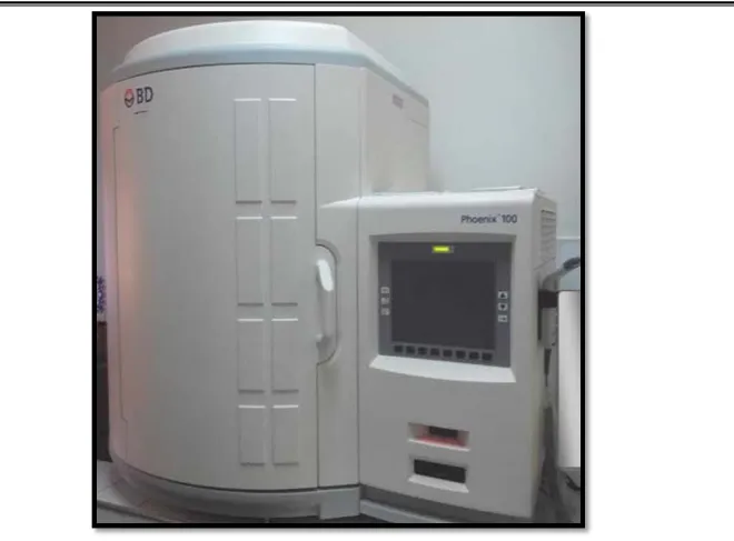 Figure 4: L'automate Phoenix 100BD utilisé au laboratoire de micrbobiologie de l'hôpital  militaire Avicenne de Marrakech