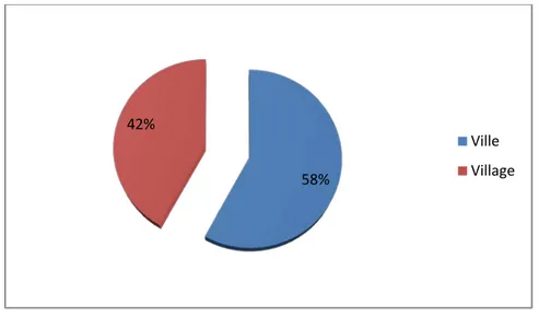 Figure 4: Répartition des femmes selon leur origine géographique 40%48%12%1er trimestre2ème trimestre3ème trimestre58%42%VilleVillage