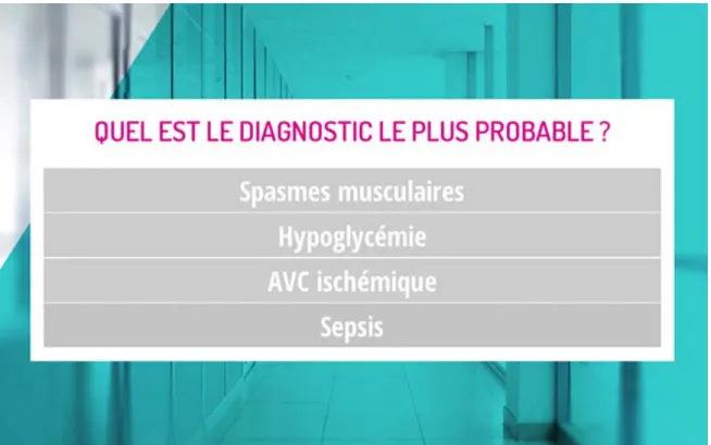 Figure 10 : QCM évaluant le diagnostic établi par l’étudiant en fin du scénario 