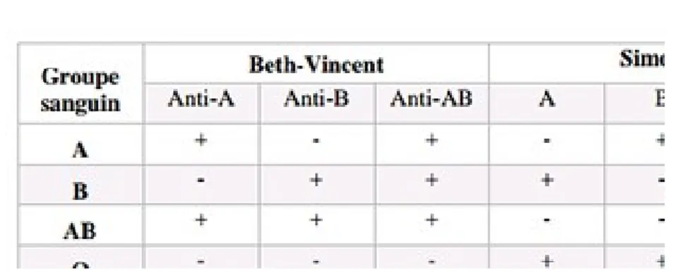 Figure 15 : Interpretation des epreuves Beth-Vincent et Simonin 