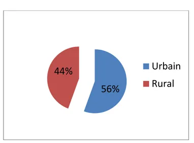 Figure 6 : Répartition des patients entre le milieu rural et urbain  7.  Niveau socio économique : 