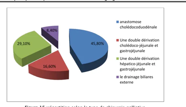 Figure 15 :répartition selon le type de chirurgie palliative. 