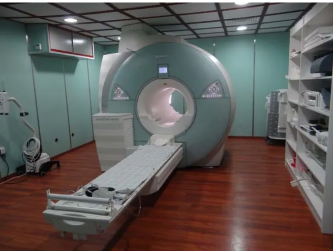 Figure 1: Appareil IRM Siemens Magnetome Amira 1.5 Tesla au service de Radiologie de l’hôpital  Arrazi (CHU Mohamed VI Marrakech) 