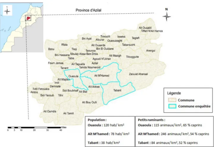 Fig. 1. Localisation de la zone d’étude (source : CRI de Béni Mellal-Khénifra, 2015 ; DPA d’Azilal, 2019 )