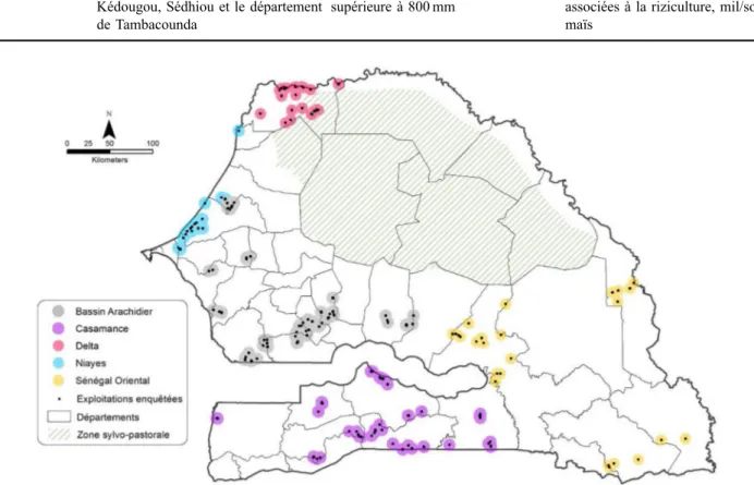 Fig. 2. Localisation des exploitations étudiées. Fig. 2. Location of the farm surveyed.