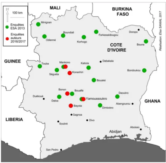 Fig. 1. Localisation des sites d’étude. Fig. 1. Location of survey sites.
