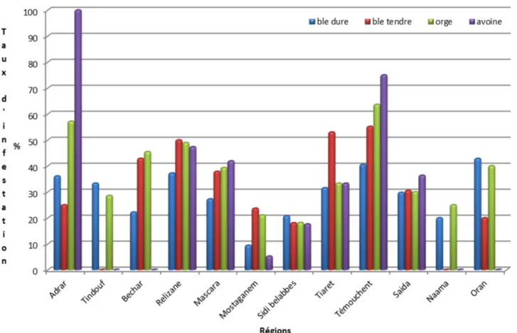 Fig. 2. Infestation distribution by region in western Algeria.