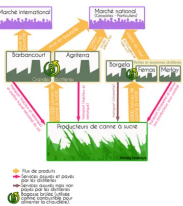 Fig. 2. Structure de la ﬁlière sucrière en plaine industrielle du Cul de Sac.
