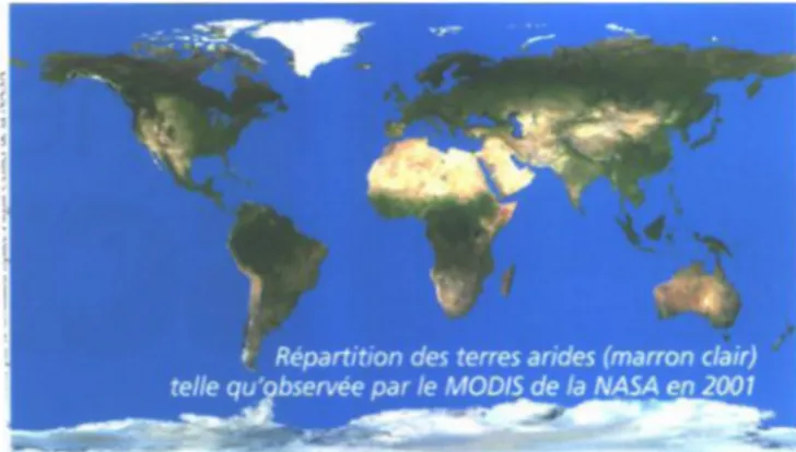 Fig. 1. La zone saharienne, désespérément dépouillée, mutile le couvert biotique de la Terre.