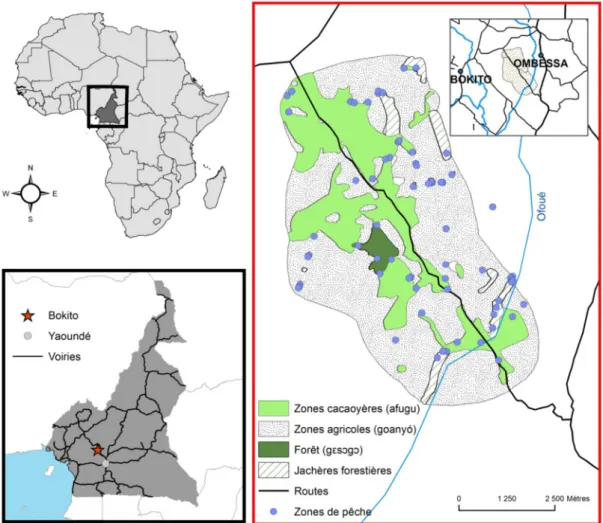Fig. 1. Location of village’s territory and distribution of agro-forestry and agricultural areas.