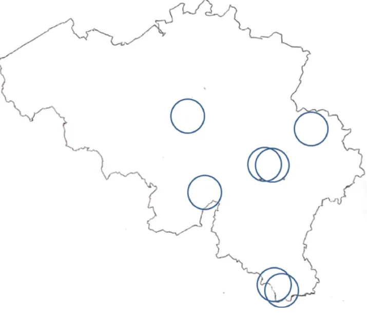 Fig. 1. Localisation des éleveurs enquêtés sur le territoire belge. Fig. 1. Localization of interviewed farmers in Belgium.