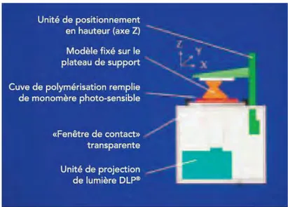 Figure 10 : schéma de construction de l’unité Perfactory ®  en coupe transversale  [87] 