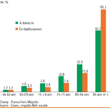 Figure 1. Répartition par âge des bénéficiaires de l'APA à domicile et en établissement en  2015  21 