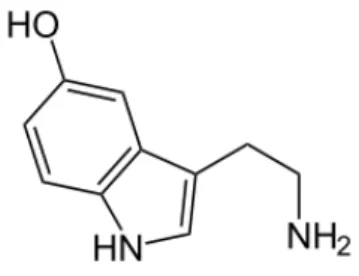 Figure	14	:	Structure	moléculaire	de	la	sérotonine	(C 10 H 12 N 2 O ). 