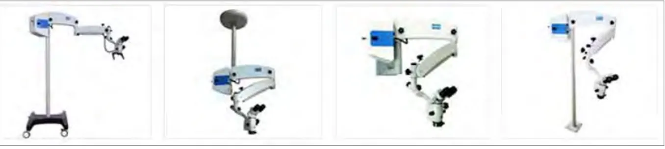 Figure 10: Différents supports pour microscopes opératoires (25) 
