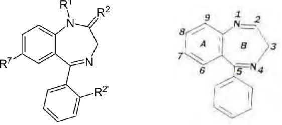 Figure 9 : Squelette de base d’une benzodiazépine 