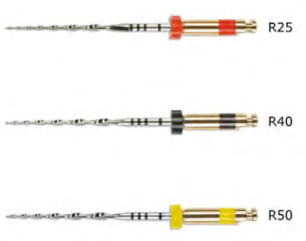 Figure 9 : Le mono-instrument à usage unique Reciproc ® et ses trois diamètres apicaux 