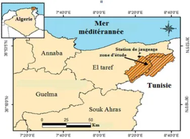 Figure 15.  Situation géographique du bassin versant de l’Oued Kébir Est. 