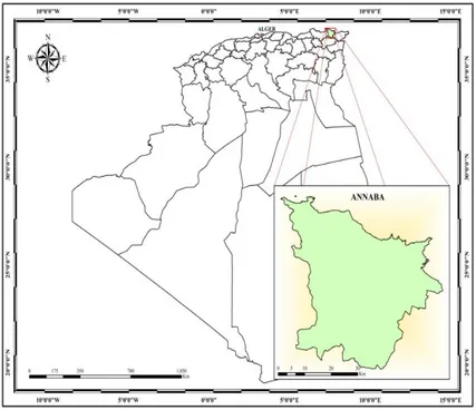 Figure 2: Carte de situation géographique de la région d'Annaba .