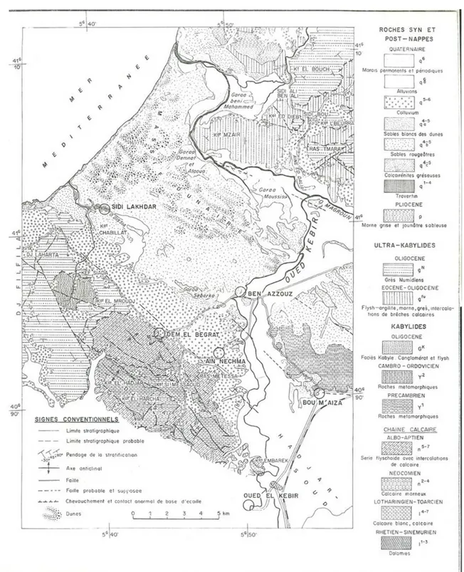 Figure 5. Carte géologique de la région d’étude (Khammar, 1981) 