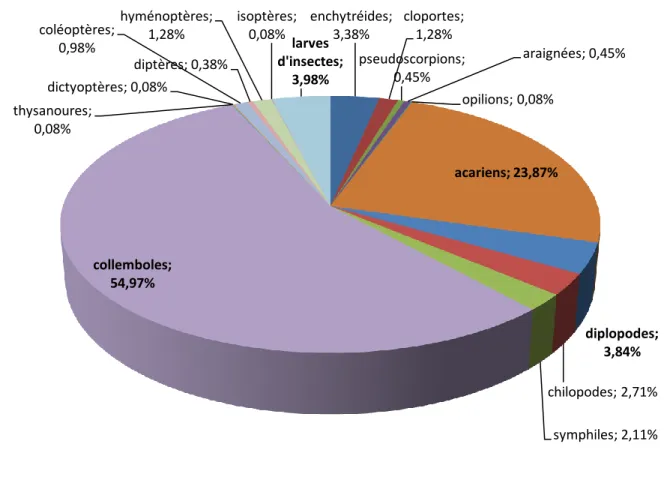 Figure 3. Présentation graphique de la Composition globale de la faune de la subéraie 
