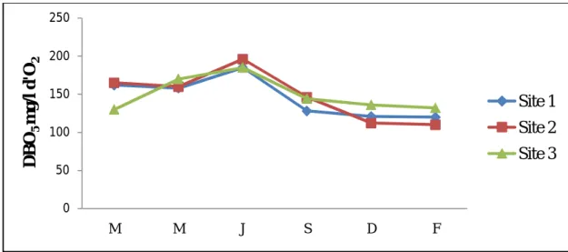 Figure 17 :  Variation Spatio-temporelle de la DBO 5  durant la période d’étude . 