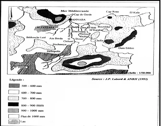 Fig 06 : Carte Pluviométrique de l’extrême Nord