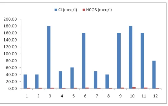 Fig. 33 : Evolution de la concentration des anions au niveau de la couche (20-50cm). 