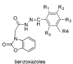Figure 1.15: Dérivés hydrazones de la benzoxazolinone ayant des activités antimicrobiennes