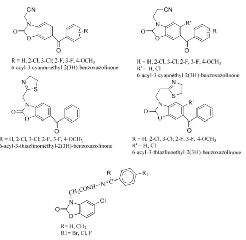 Figure 1.17:Dérivés de la benzoxazolinone ayant des activités antimicrobiennes. 