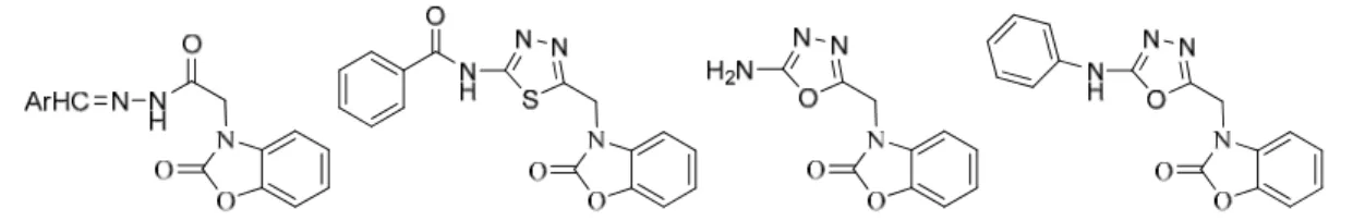 Figure 1.18:Dérivés benzoxazolinoniques 3-substitués impliquant les noyaux 1,3,4- 1,3,4-thiadiazole et 1,3,4-oxadiazole