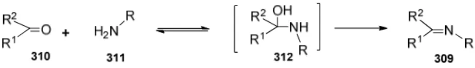 Figure 39: La structure chimique d’une base de Schiff.  2. 2.1.1. Réaction des aldéhydes et des cétones avec les amines 