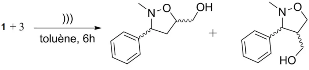 Figure 2.16  Réaction entre le C -phényl-N -méthylnitrone et l'alcool allylique aux ultrasons