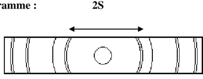 Figure 4 : Interprétation d’un diagramme Debye - Scherrer. 