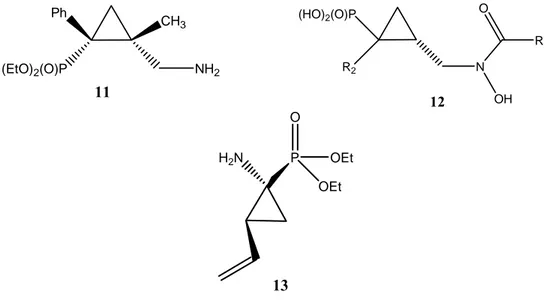 Figure 6: Structures chimiques des cyclopropyl-phosphonates.  