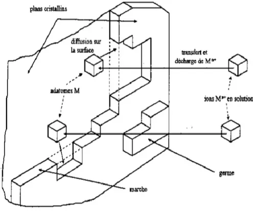 Fig. I.1 : Processus de croissance cristalline lors du dépôt métallique [24]