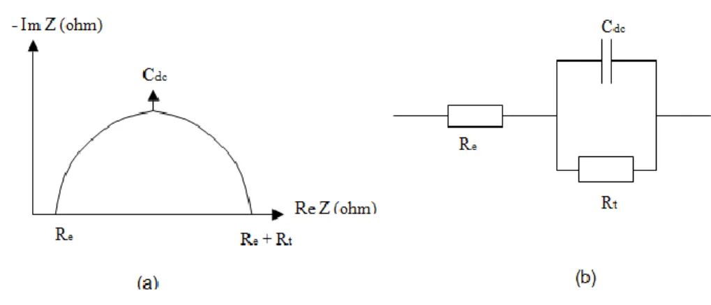 Figure I.8.  Détermination de la résistance de transfert par spectroscopie d’impédance  