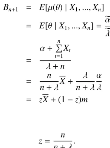 Table 2.5 - Mod`eles de cr´edibilit´e bay´esienne pour certaines paires de distributions conjugu´ees