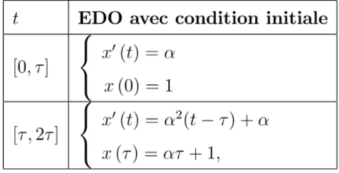 Fig. 2.1 – Représentation graphique de l’équation x 0 (t) = x(t 1) avec